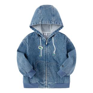 巴拉巴拉童装儿童外套男童春秋装牛仔宽松连帽上衣趣味印花便衣