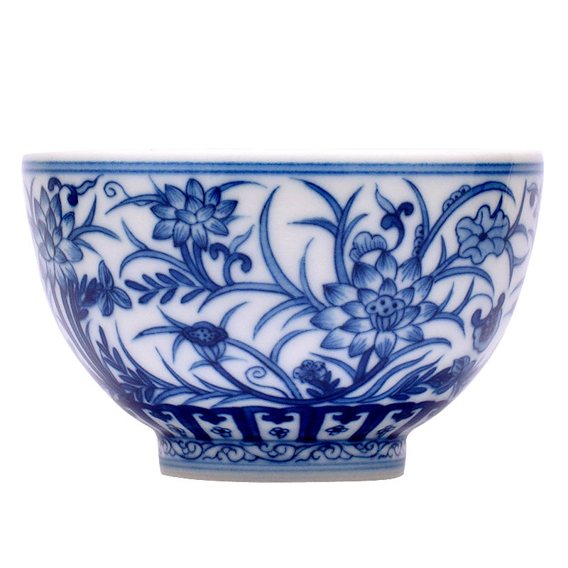 观禅仿古风永乐青花陶瓷功夫茶杯