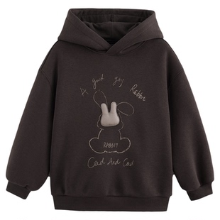 砚台家童装男童加绒连帽卫衣2025冬季新款衣服儿童保暖上衣套头衫