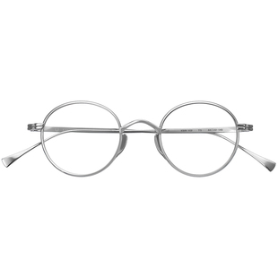 日本KameManNen万年龟眼镜框复古圆框超轻银色手工眼镜架KMN-102