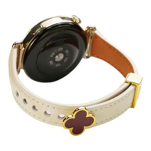 适用华为GT6手表带四叶草miu扣新年红色真皮表带watchgt6pro运动GT5智能GT4女生41圣诞watch5大牌gt3秋冬高级