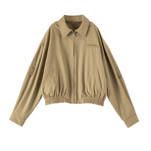 晚白2026年春新款棉翻领上衣今年流行时髦巴恩风气质夹克外套女
