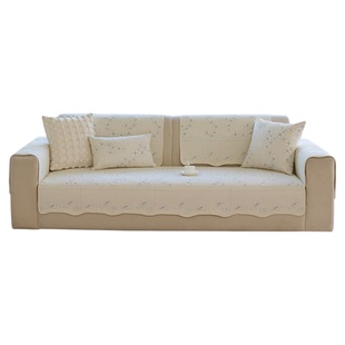 四季通用纯棉沙发垫田园风全棉防滑坐垫子夹棉加厚水洗棉套罩盖巾