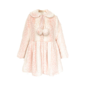 Narratorgirls粉色小鹿斑比甜美娃娃领毛毛外套仿毛皮草大衣加厚