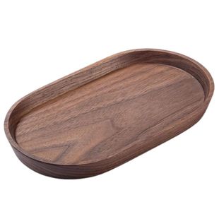 日式椭圆木质小托盘长方形胡桃木实木精致下午茶咖啡杯零食摆放盘