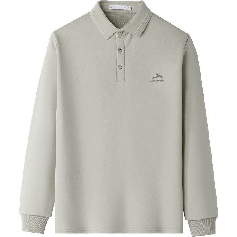 HLA/海澜之家山不在高长袖翻领POLO衫25秋冬新宽松加绒加厚上衣男