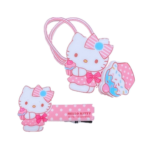 hellokitty发夹儿童KT猫侧边夹皮筋耳夹套装女孩可爱宝宝发饰头绳