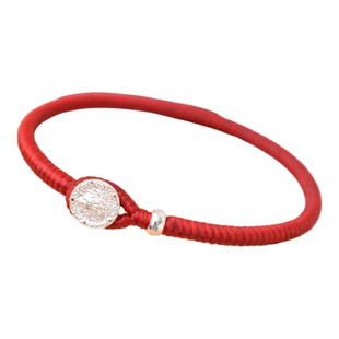 藏饰黄财神事业手工泰蜡金刚结手链男女款925银简约本命年红手绳