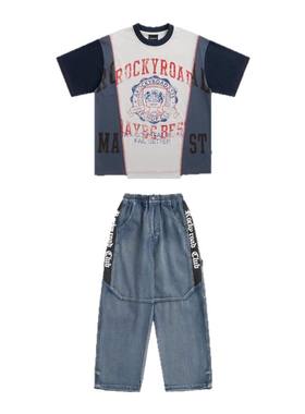 ROCKYROAD童装儿童街舞演出服套装hiphop街舞潮服滑板运动休闲T恤