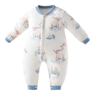 贝肽斯婴儿衣服夹棉连体衣春冬款新生儿男女宝宝保暖外出棉服哈衣