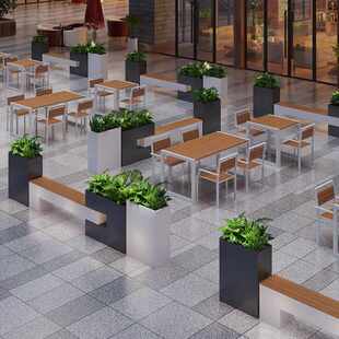 户外步行街休闲长椅花箱围栏隔断组合售楼部奶茶店外摆花槽等候椅
