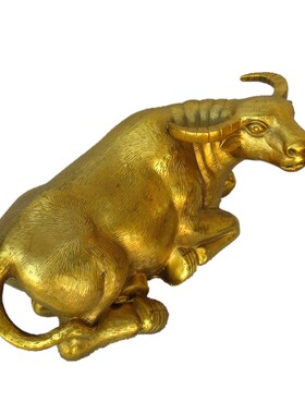生肖牛卧水牛工艺品纯铜中式客厅