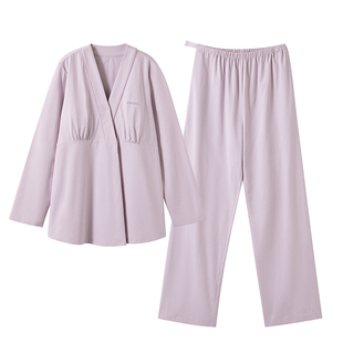 嫚熙秋冬季哺乳衣外出纯棉孕妇自带胸垫喂奶睡衣月子服产后家居服