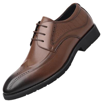 稻草人皮鞋男款布洛克雕花休闲男鞋新款商务冬季正装真皮新郎鞋子