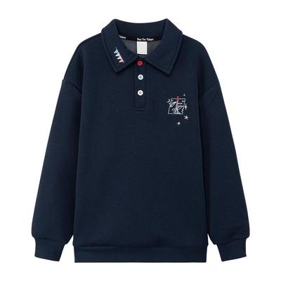 左西男童Polo领加绒学院风卫衣