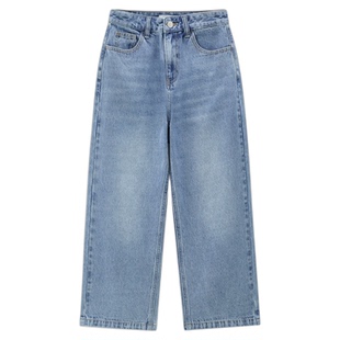 佐丹奴九分裤女装纯棉猫须磨白中腰茧型牛仔八分裤 13425301