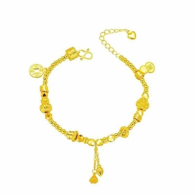 金店同款古法沙金福字葫芦手链