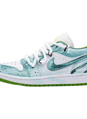 球鞋定制Nike Air Jordan 1 Low AJ1 碧海冲浪涂鸦低帮板鞋男女款