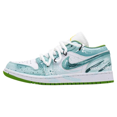球鞋定制Nike Air Jordan 1 Low AJ1 碧海冲浪涂鸦低帮板鞋男女款