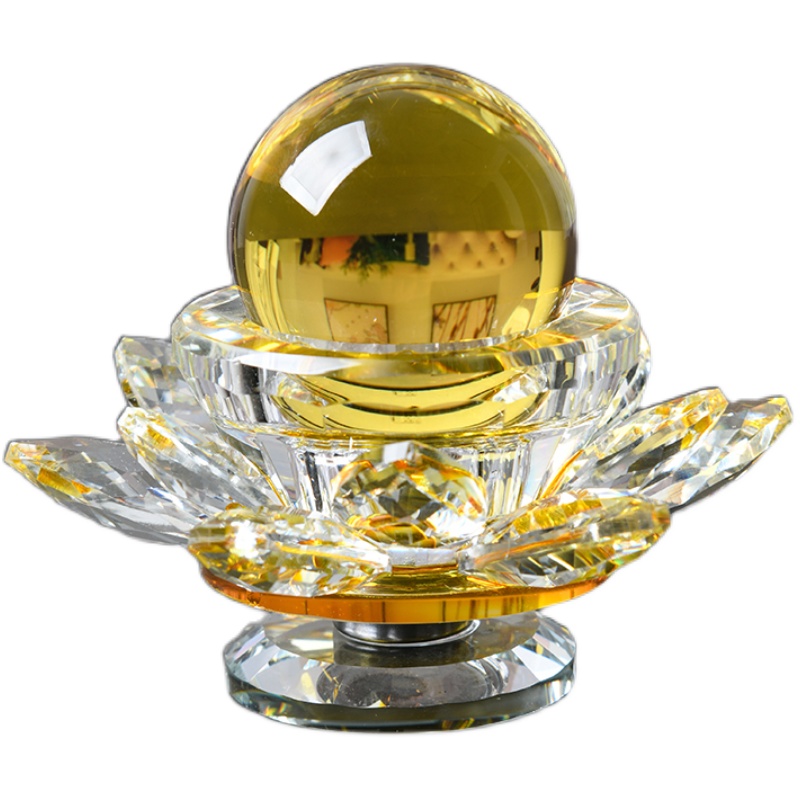 水晶莲花烛台带球可转动手机眼镜珠宝柜台创意装饰品家居中式