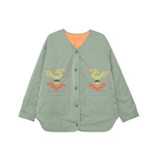 MOVEUP幻走2024秋季新款.FUN系列V领趣味绣花两面穿短款棉外套