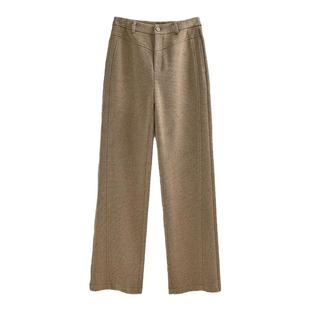 醋酸羊毛窄版阔腿裤女加绒加厚2026秋冬新款羊毛呢垂坠感直筒裤子