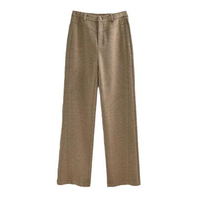 醋酸羊毛呢窄版阔腿女裤