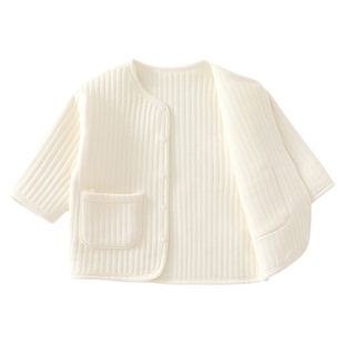 宝宝春秋A类保暖外套婴幼儿薄款夹棉上衣男女童薄棉打底无骨开衫