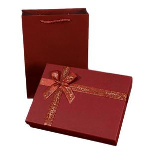 红色礼物盒高级包装盒生日礼品盒精美空盒复古礼盒衬衫围巾盒大号