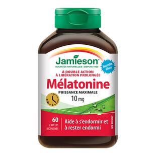 加拿大进口jamieson健美生褪黑素缓释双层片10mg非软糖睡眠片