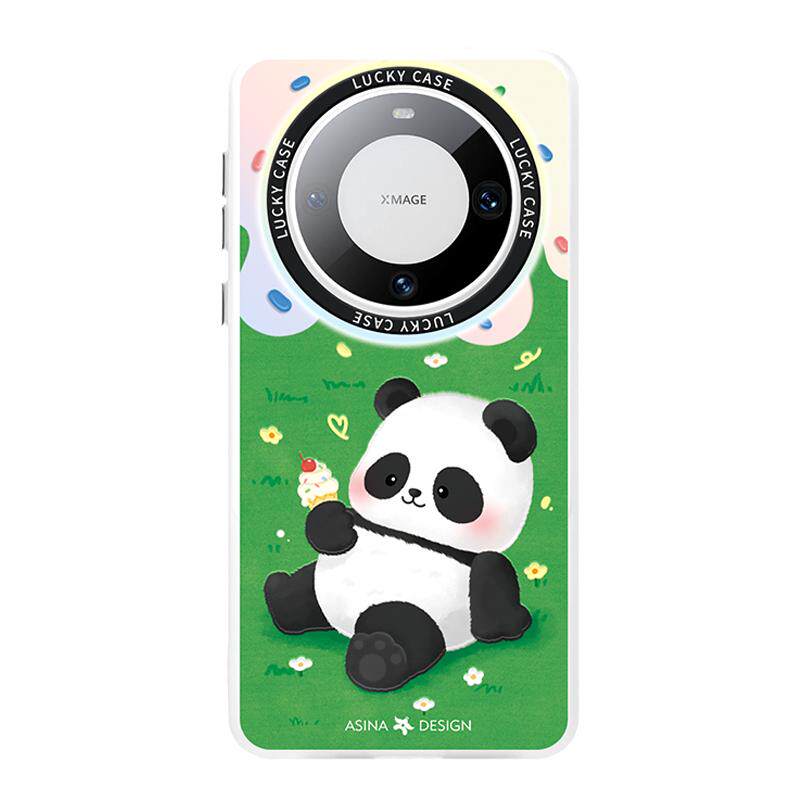冰淇淋熊猫适用华为Mate60pro手机壳磁吸mate50带支架p60保护套mt40e镭射mete60全包防摔可爱mt30新款网红女