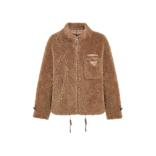 FIVE PLUS100%羊毛颗粒绒纯色外套女宽松保暖环保皮草泰迪熊毛感