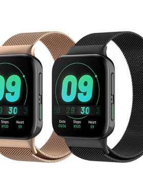 适用于OPPO Watch1代手表金属表带eva智能运动手表链腕带ECG版通用米兰尼斯表带41/46mm男女生精钢防水替换带