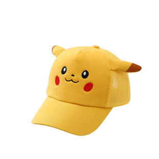 宝宝帽子夏季卡通皮卡丘儿童网眼鸭舌帽可爱男女童遮阳鸭子帽春秋