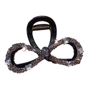 翩飞蝴蝶~高级感黑色发夹满钻后脑勺半扎发抓夹中号醋酸优雅发饰