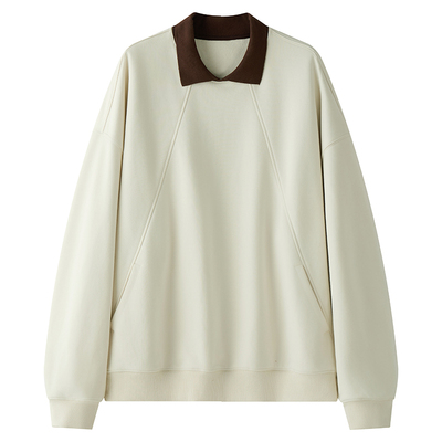 DID DAILY:Aspen 复古撞色斜分割线翻领宽松卫衣25新品