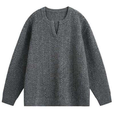 绞花针织毛衣粗线套头毛线衣上衣