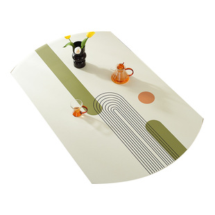 轻奢椭圆形餐桌垫子pvc茶几桌布免洗防水防油防烫弧形可折叠皮革