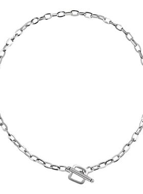 日韩风简约几何方形OT钛钢项链女ins潮新款冷淡风气质锁骨链创意