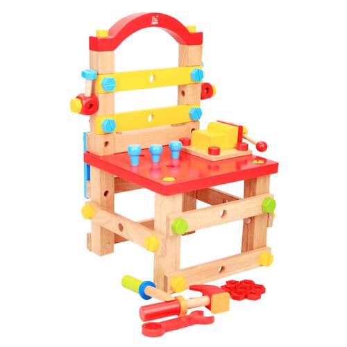 木马智慧儿童工具椅智力拼装玩具 男孩拼装木制儿童螺母拆装玩具