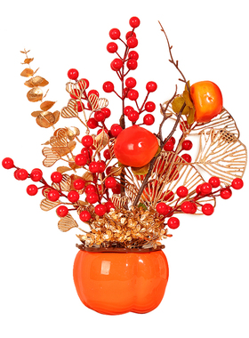 新年柿柿如意摆件客厅装饰布置