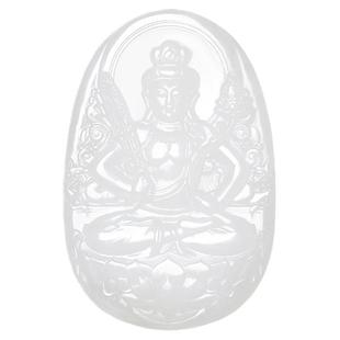 珪宝和田玉羊脂白玉观音吊坠男女款十二生肖守护神本命佛玉牌挂件