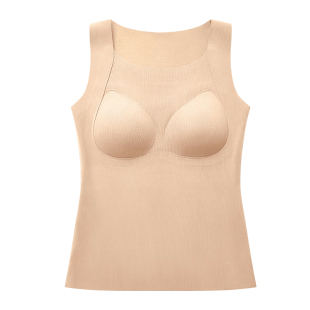 无痕打底内搭大码保暖背心内衣女士德绒胖mm200斤带胸垫一体加绒