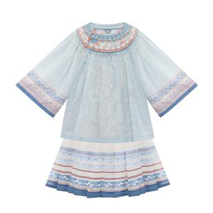 十三余童装[晨雾]新中式汉服套装女童2025夏季新款圆领上衣马面裙