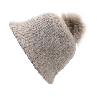 MARJAKURKI玛丽亚古琦貉子毛球毛线针织帽子女款秋冬季可爱渔夫帽