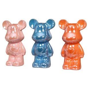 新款暴力熊陶瓷小熊中大号爱心流体熊公仔摆件客厅粉色储钱存钱罐