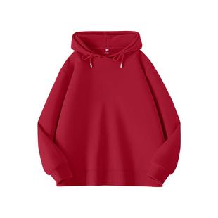 班尼路红色连帽卫衣女2026春秋新款小个子百搭宽松休闲上衣外套Q