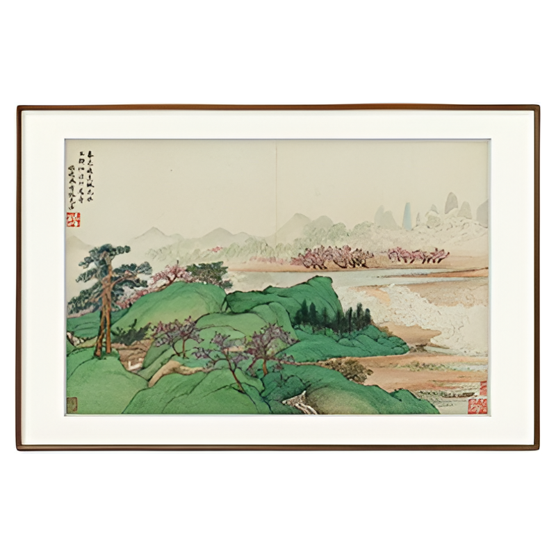 青绿山水国画画稿微喷复制