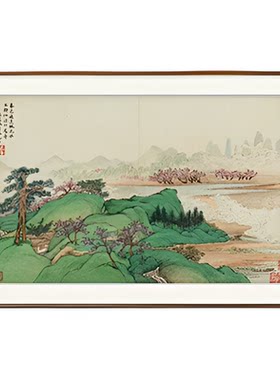 青绿山水国画画稿微喷复制