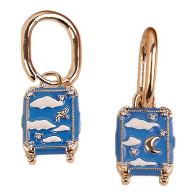 LAZYSURI 蓝箱探险耳钉手绘珐琅个性潮酷耳饰小众设计感创意礼物